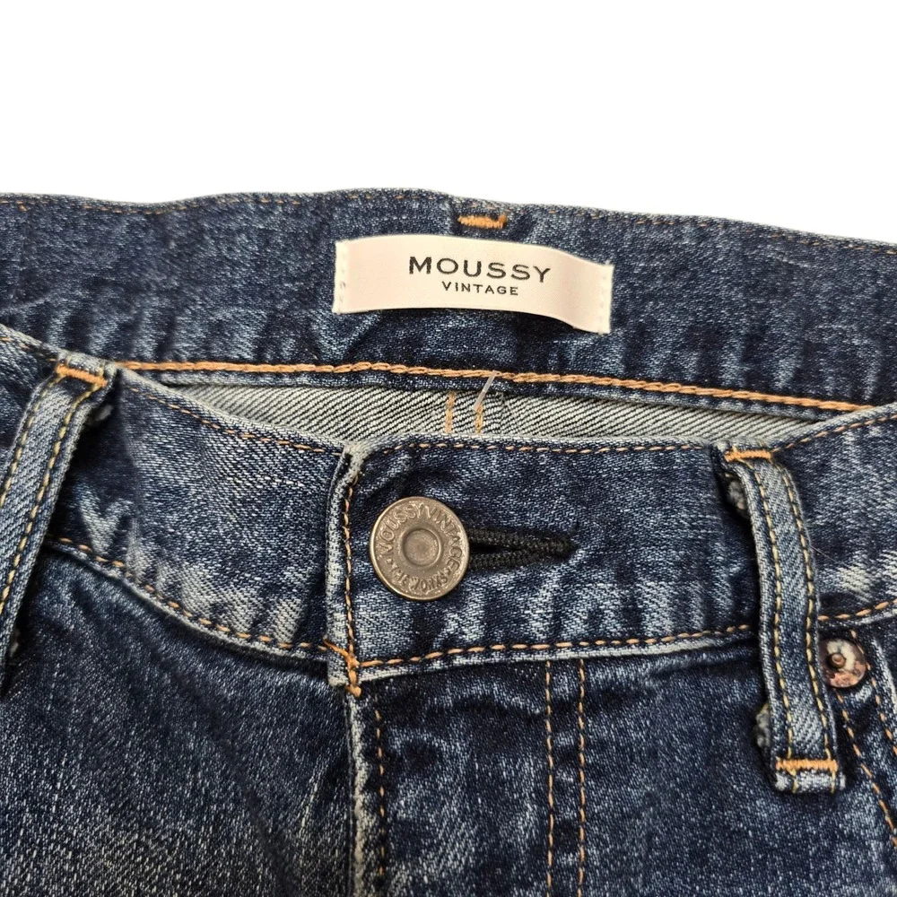 MOUSSY Vintage Denim Jeans Womens Size 28 Blue Distressed Raw Hem Straight‎
